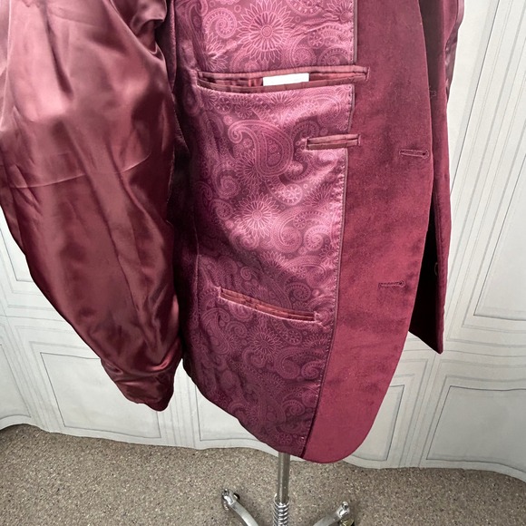 Alfani Red Wine Velvet Slim Fit 2-Button Blazer, Mens 38S - Picture 15 of 15